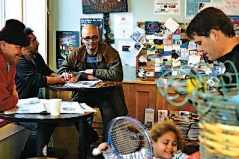 Andres Bedini and his daughter Aniela, right, in Java Nation, a Sag Harbor coffee roaster he runs with his wife, Cheryl. The shop has lost its lease, and the Bedinis are looking for a new location.