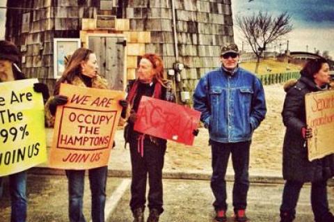 Protesters in Sag Harbor earlier this month.