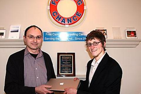 Sean Carmichael, the Ross School’s director of technology, was part of a team put together by Fighting Chance, a free cancer counseling center in Sag Harbor, to donate a lightly-used computer to Jonathan Tyrer, a 20-year-old cancer survivor and budding composer.