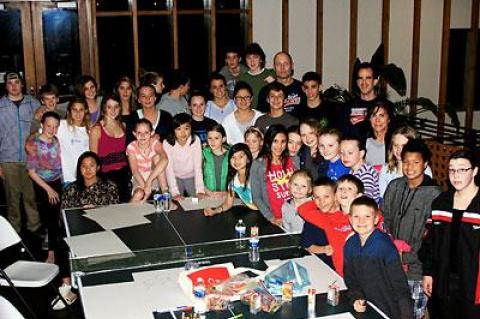 A pizza party was held for the Hurricanes at the Y.M.C.A. East Hampton RECenter before they shuffled off to Buffalo.