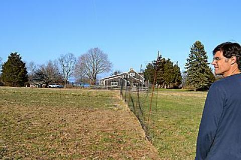 Paul Hamilton has begun to prepare the soil on the Peconic Land Trust’s land in Springs for a farmers market garden he manages.