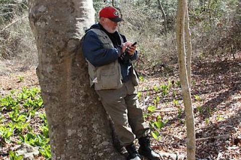 Larry Penny visited Point Woods in Montauk recently with Andrew Geller, above, of Queens College and the Long Island Botanical Society.