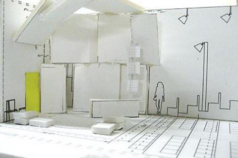 Peter-Tolin Baker designed a foam-core model of the set, which is now being built at the Bridgehampton Community House.