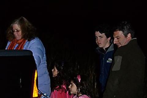 Following Friday evening’s hike at the South Fork Natural History Museum, people shared hot cider and treats under the light of the full moon.