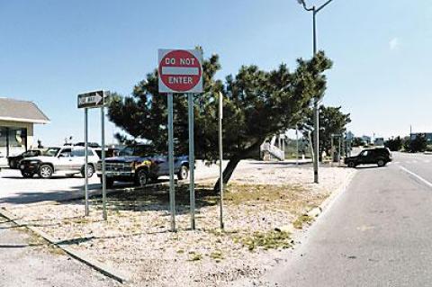 Signs changing the entrance and exit to one way in and one way out were posted last week at the Montauk 7-Eleven.