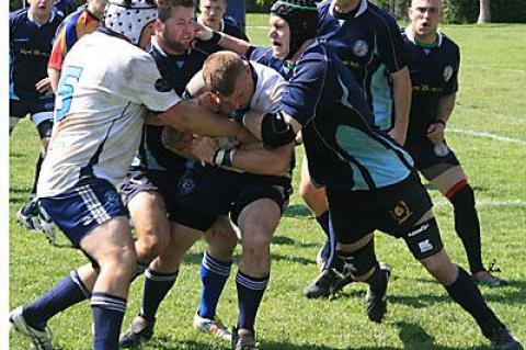 John Glennon, bulling his way forward in Saturday’s game with White Plains, was Montauk’s man of the match.