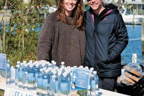 Romaine Gordon and Rachelle Eldridge represented the Hamptons Water Company at the Katie’s Courage 5K run in Sag Harbor on April 28. The company supplied all the water for the event.