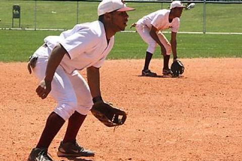 Michael Abreu, at third, and Deilyn Guzman, at short, anchored the East Hampton High School baseball team this spring.