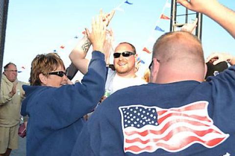 The late First Lt. Joseph Theinert’s friends and family welcomed his troop to Shelter Island last spring, with one of the events planned being a cruise on the ferry named after him.