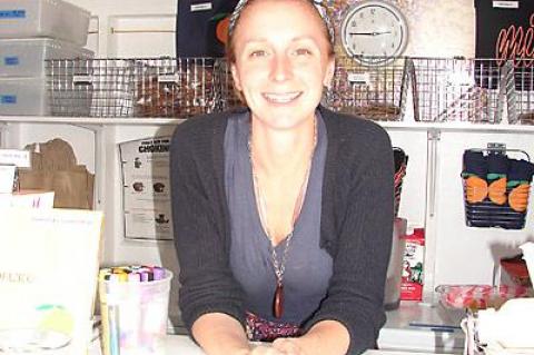 Christina Tosi served jugs of cereal milk, cornflake marshamallow, and “compost” cookies and coffee on Sunday morning at the Momofuku Milk Bar.