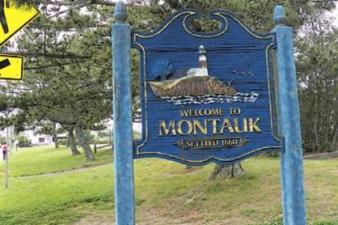 A new Welcome to Montauk sign is not being well received by residents, including the one who made this sign.