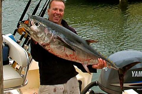 Harry Ellis of Montauk trolled up this 64-pound bluefin tuna within sight of land one week ago.