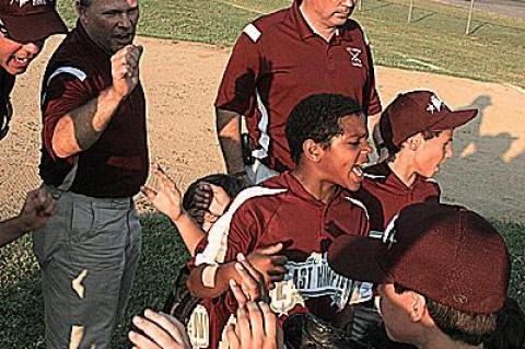 Bonac’s 9-to-10-year-old Little League traveling all-stars were in high spirits after “mercying” Sag Harbor 13-0 at the Pantigo Fields Friday.