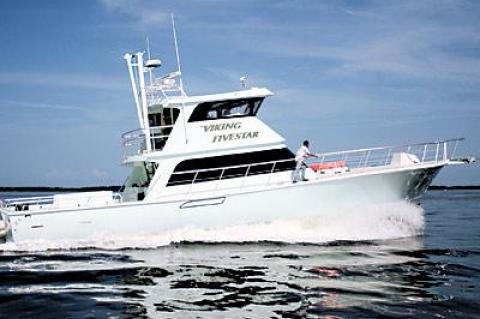 The Viking Fivestar, an upscale charter boat designed to take a limited number of anglers on offshore fishing ventures in comfort, will arrive at Montauk’s Viking Dock in early August.