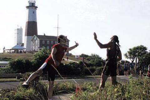 The finish line was at the foot of the historic Montauk Lighthouse.