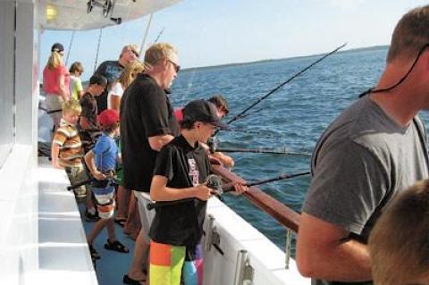 On July 11, the Montauk Chamber of Commerce went offshore for its annual Take a Kid Fishing for Free program. There will be repeat trips in August. Kids fish free, parents or caregivers pay $10.