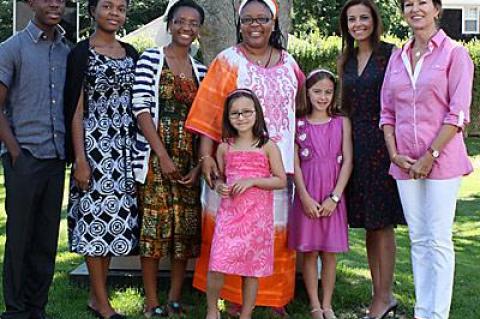 Among the Hamptons Institute discussions at Guild Hall over the weekend was “Women Rising in the World: Implications for Global Peace and Prosperity” on Sunday with Leymah Gbowee, a 2011 Nobel Peace laureate, center, Dina Powell, second from right, president of the Goldman Sachs Foundation, and Kati Marton, an author and human rights activist. With them were their children, from left, Arthur and Leemu Gbowee, Amber Mensah, and Ava and Kate Powell.