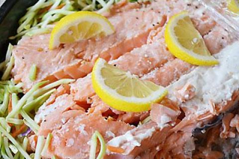 Stacy Menzer’s Salmon in the Dishwasher was one of the recipes sampled at a celebration of the Conservative Synagogue of the Hamptons’ new cookbook.