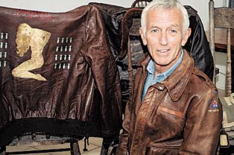 Victor Kerpel displayed an authentic A-2 flight jacket customized for the crew of the Belle of the Brawl aircraft.