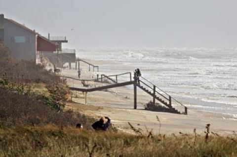 A desperate scene along the Sagaponack ocean shoreline on Oct. 30