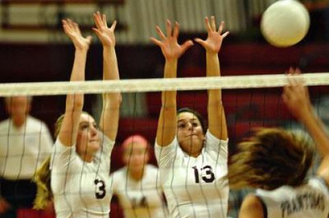 Carley Seekamp and Maria Montoya were a formidable duo at the net in last Thursday’s county Class B semifinal here with Bayport-Blue Point.