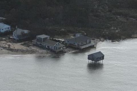 The owner of a badly exposed house at the end of Mulford Lane at Lazy Point, Amagansett, has asked the East Hampton Town Zoning Board of Appeals for a second time for permission to build a revetment to stave off its fall into the encroaching Gardiner’s Bay.