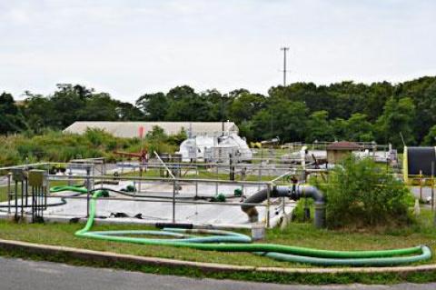 East Hampton Town’s scavenger waste treatment facility (seen above in August) has been operating only as a wastewater transfer station since early this year.