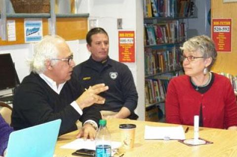 East Hampton Councilman Dominick Stanzione spokewith Marguerite Wolffsohn, the East Hampton Town planning director, at the Montauk Citizens Advisory Committee on Monday and agreed that they should narrow down the hamlet’s most important issues and lobby the town board to prioritize them.