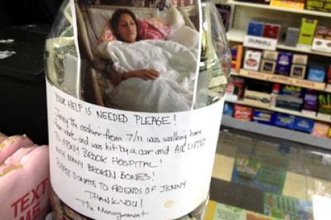 A new donation jar has been placed at the Sag Harbor 7-Eleven to replace one that was stolen on Saturday.