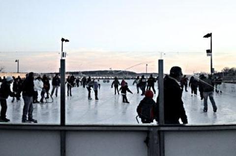 Ice skating at Greenport’s waterfront Mitchell Park is just one of the choices on the North Fork for those looking for a change of scenery this winter.