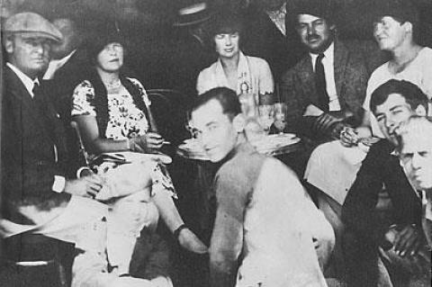 In a family photograph, Gerald and Sara Murphy, left, can be seen at a cafe table with Ernest Hemingway and his wife, Hadley Hemingway, right, and his eventual second wife, Pauline Pfeiffer, center.