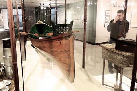 An Adirondack guide boat at the New York State Museum in Albany. The museum houses a collection of botanical specimens, some gathered on the East End of Long Island by Roy Latham.