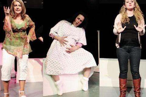 Motherhood is examined in its many forms at the Southampton Cultural Center by actresses including, from left, Susan Wojcik, Josephine Wallace, and Kasia Klimiuk.