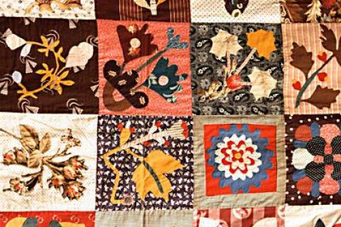 The Bennett family’s “wolf quilt,” named for a panel of four wolves and a family legend associated with Edward Bennett, an 18th-century ancestor, is now part of the East Hampton Historical Society collection, thanks to a donation by Kathleen McNally. The quilt, seen in detail above, offers a snapshot of late-19th-century East Hampton life and was crafted by Mary-Ann Bennett.