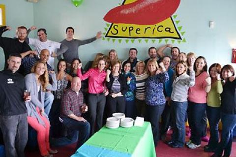 Celebration was in order at La Superica last Thursday for Sag Harbor Gym members and trainers who competed in a Slimpossible contest.