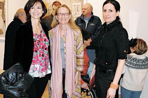 Toni Ross, left, joined Laurie Lambrecht and Carol Grove at a reception at the Drawing Room gallery in East Hampton on Saturday.