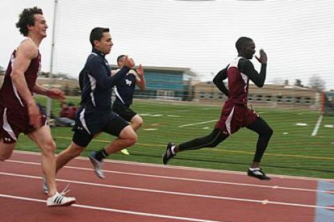 Wanya Reid, in the van above, and Hunter Kelsey, at left, have provided a strong one-two punch for East Hampton in the sprints.