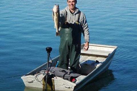 Mickey Russo of East Moriches traveled to Montauk’s Fort Pond on Tuesday morning and was rewarded with bright sunshine and a walleye.