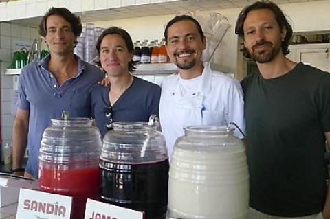 The owners of La Brisa in Montauk: From left, Jack Luber, Dieter Wiechmann, Luis Anguilar, the chef, and Dario Wolos.