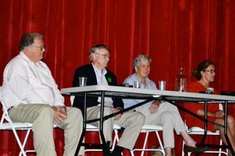 Mayor Brian Gilbride, left, will try to keep his seat in Tuesday’s election. He is being opposed by, left to right, Pierce Hance, Bruce Tait, and Sandra Schroeder.