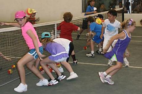 Fun was emphasized at East Hampton Indoor’s kids tennis “festival” Saturday.