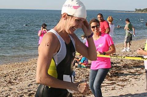 Sally Dawson’s thing is swimming, she said, after winning among the women, and finishing second over all, in Saturday’s Turbo-Tri triathlon.