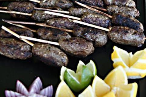 Various meats on sticks, such as lamb kebabs, tuna kebabs, and chicken satay, were on the menu at Swan Cove on Saturday.