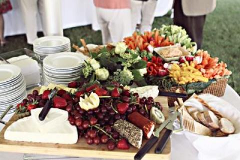 Crudités, cheese, and breads were served artfully at an event at Swan Cove on Saturday night in East Hampton.