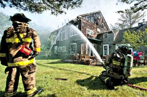 The third floor of an Old Stone Highway, Springs, house was gutted Sunday in a fire that started while the homeowners were at the beach.