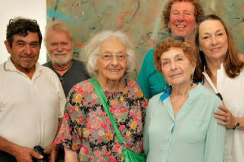 At a talk by Harriette Joffe, fourth from left, at Lawrence Fine Art in East Hampton, Ms. Joffe was joined by Dan Alves, Dan Weldon, Ernestine Lassaw, George Meredith, and Beth Meredith.