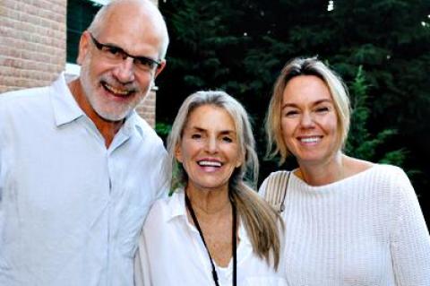 Dorothy Lichtenstein, center, with Robert and Beth Reeves, at the Stony Brook Southampton campus, has made a $1 million gift to its graduate arts program.