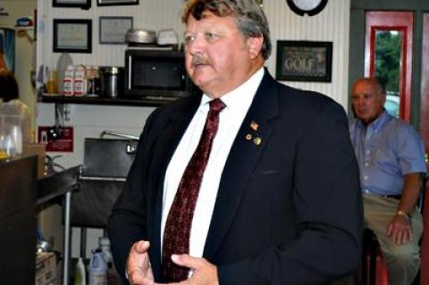 Fred Overton, running for East Hampton Town Board on the Republican, Independence, and Conservative lines, spoke to supporters at a fund-raiser last Thursday at the Fairway restaurant in Sagaponack.