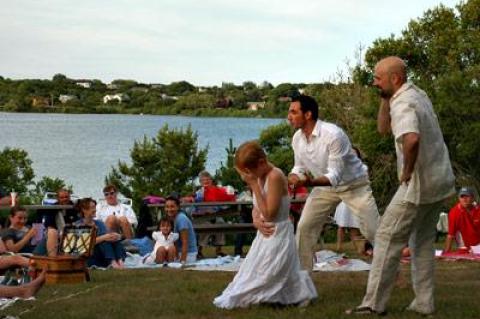 Town property on Fort Pond in Montauk, used in 2008 for a Shakespeare performance, will become a public park named for the late Carol Morrison, and remain in public hands, after to a split East Hampton Town Board vote this week to take the site, known as Fort Pond House, off the real estate market.