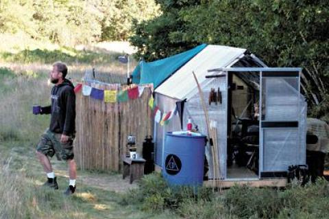 The Artist Survival Shack was erected in the woods and scrubland at an “undisclosed location” through the month of August.